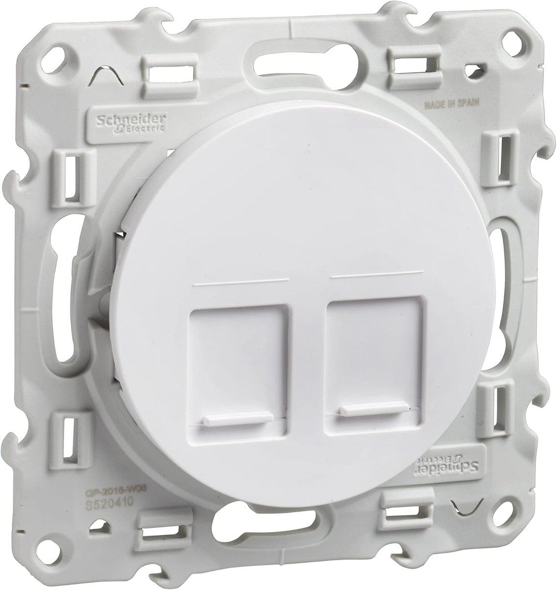Afdekplaat RJ45 - Netwerkplaat - Kantoor Installatie - Voor Twee Poorten - 115 cm Hoog - Wit