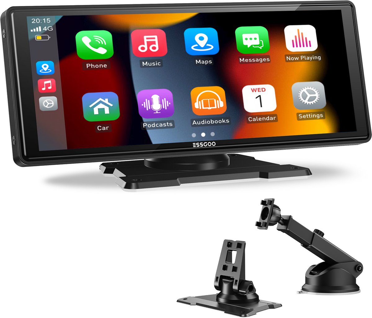ESSGOO CarPlay Scherm 10 Inch - Apple CarPlay & Android Auto (Draadloos) - Touchscreen - Navigatiesysteem auto - Geschikt voor Apple CarPlay & Android Auto - Android Auto scherm