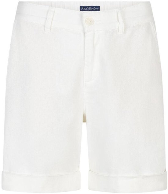 WILLIT Shorts voor dames, linnen, katoen, korte broek, knielang, hoge taille, comfortabele zomershorts met zakken, 25,4 cm, wit, XXL