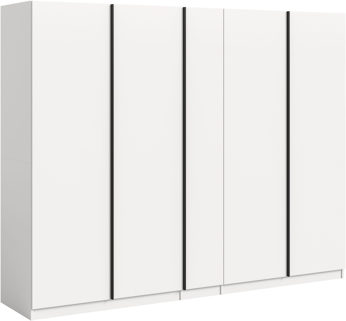 Furnilux Moderne 5-deurs kledingkast in wit - Ruime opbergoplossing met 2 kleerstangen - 230x183x53cm