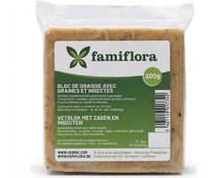 Famiflora vetblok voor buitenvogels - Zaden en Insecten - 300g - Bevat gedroogde insecten - Aangevuld met mineralen/calcium - Aanvullend voeder