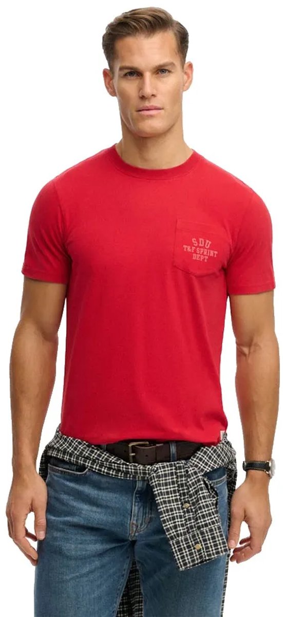 Superdry Vintage Prep Relaxed Pocket T-shirt Heren T-shirts Rood