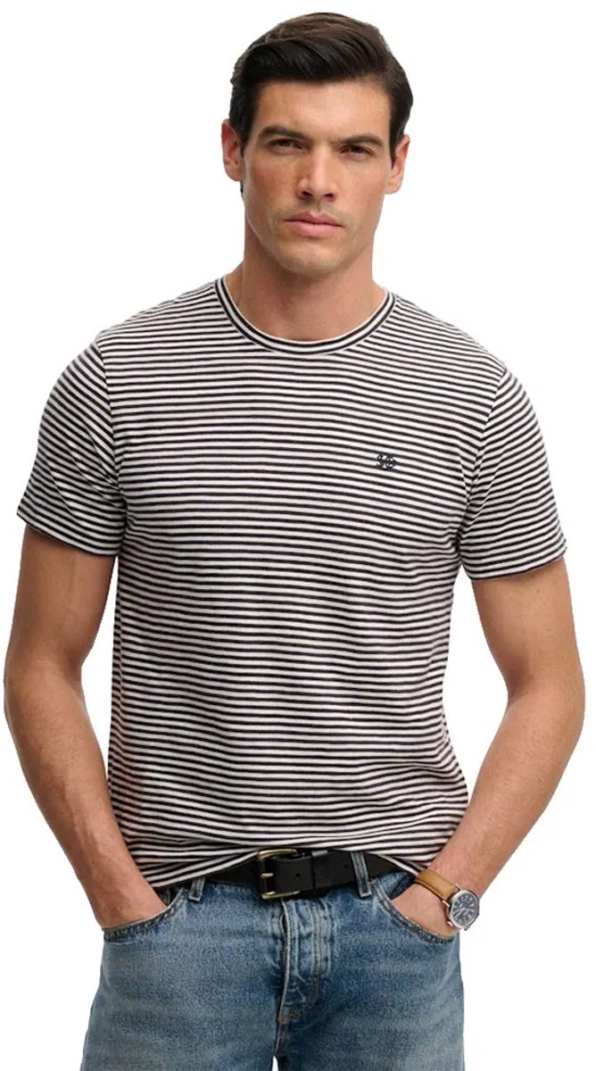 Superdry Classic Essential Gestreept T-shirt Heren T-shirts Marineblauw