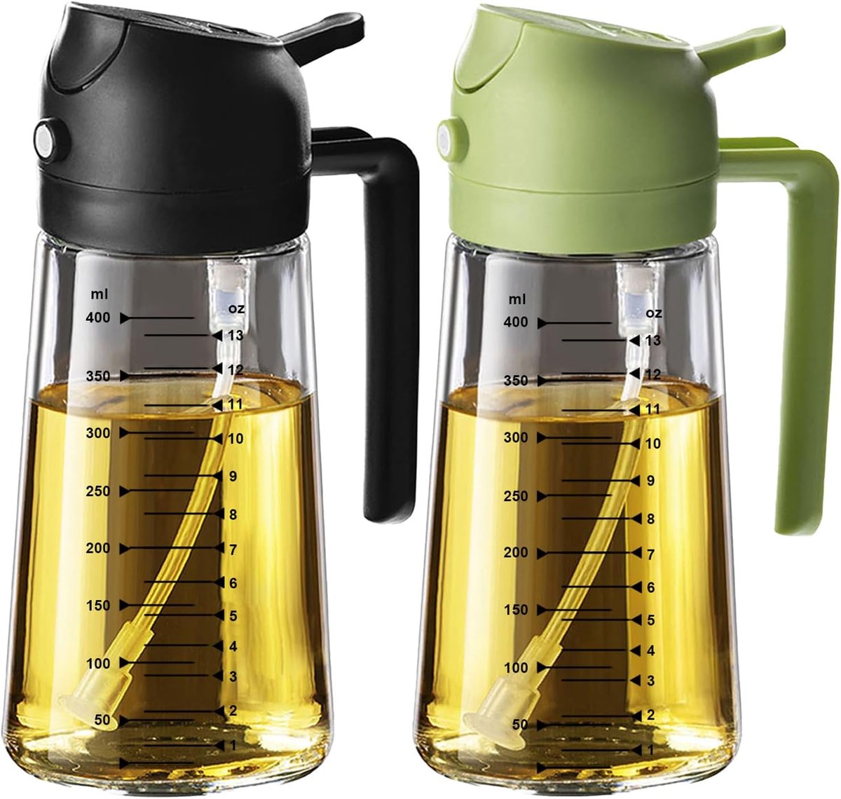 Oliedispenser Spray - Keuken Gadget - Salades Airfryer - 2-in-1 Functie - 470 ml - Zwart Groen