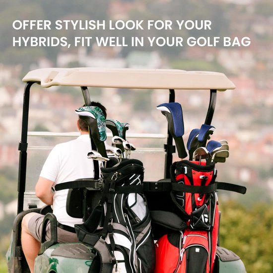 Golfclub Hoes - Hybride Covers - Golfclub Bescherming - Verwisselbare Nummers - Lange Cover - Donker — afbeelding 3
