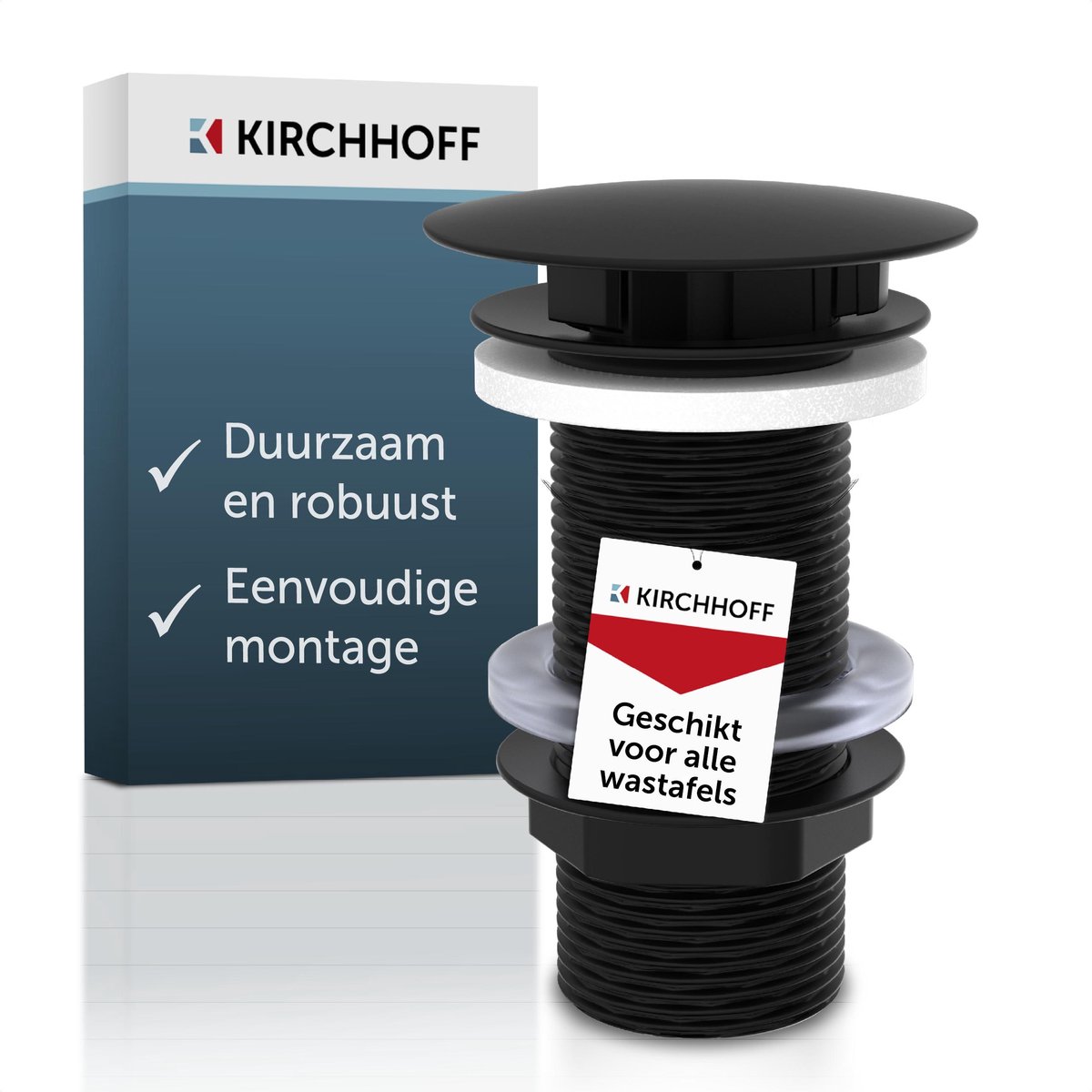 KIRCHHOFF Afvoerwaste - Mat Zwart - 1 1/4" x 100 mm - Zonder Overloop