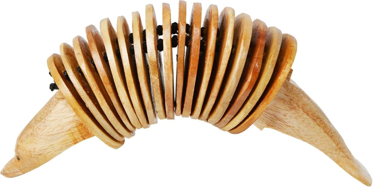 Houten Dier Geluid - Rammelaar Kokiriko - Muziek Maken - Handgemaakt Authentiek - 28cm Lengte - Beige