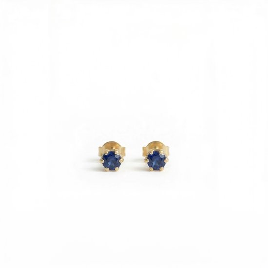 Oorknopjes Geboortesteen September Saffier Goud | cadeau dames