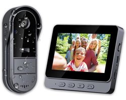 Draadloze deurbelcamera met monitor voor appartementen, Draadloze Video Deurbel, 1080P, waterdichte deurbelvideo-intercom met tweewegcommunicatie, 170° kijkhoek, Voor Nacht Voor Visie