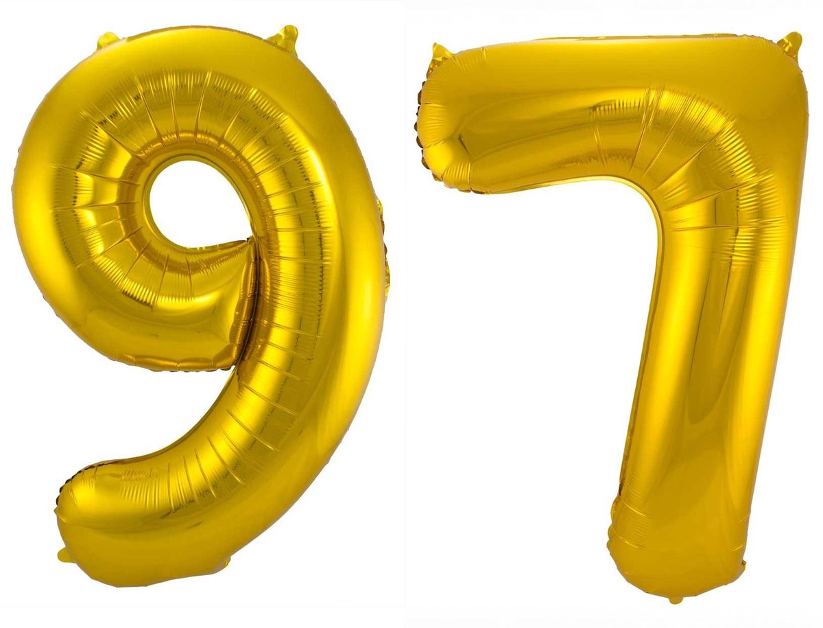 Folieballon 97 jaar - Goud - 86 cm