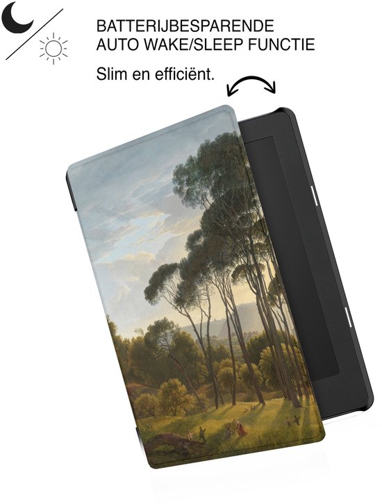 Lunso Geschikt voor Kobo Aura H20 Edition 2 hoesje (6.8 inch) - Vegan Saffiano Leren Sleep Cover - Italian Landscape - (niet voor de Kobo Aura edition 2) van Lunso — afbeelding 5