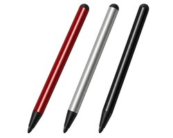 Zwart zilver rood touchscreen pen stylus pen set dames heren met dubbele rubber tip geschikt voor iPhone 16/15/14/13/Pro Max, Samsung S23/S22 5G, iPad Air Pro Mini, Tabletten