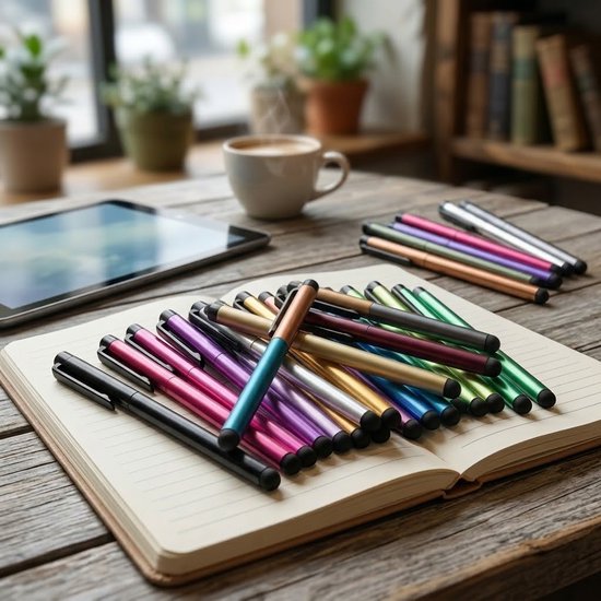 Multicolor touchscreen pen stylus pen set 25 stuks dames heren met clip en rubber tip geschikt voor iPhone 16/15/14/13/Pro Max, Samsung S23/S22 5G, iPad Air Pro Mini, Tabletten — afbeelding 3