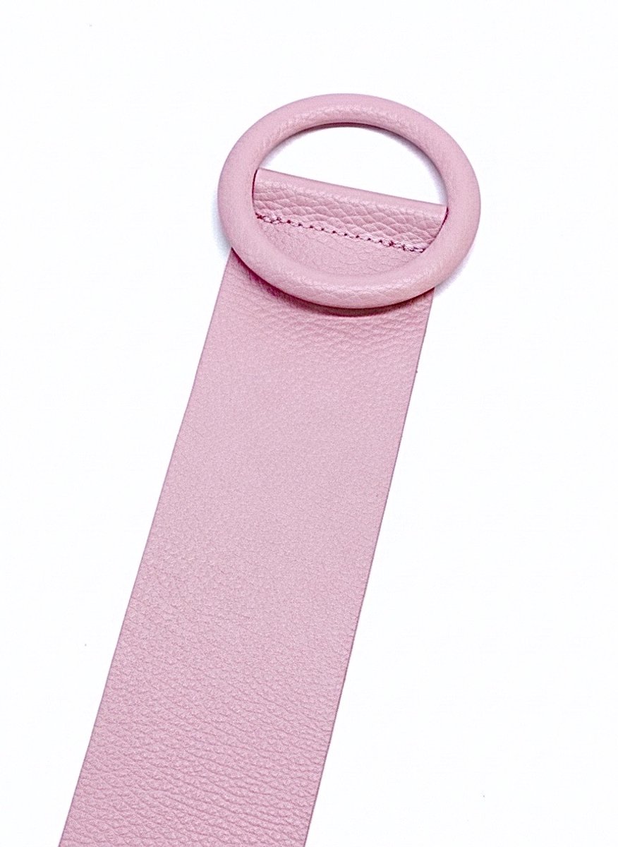 Babyroze Brede Leren Riem Ronde Gesp - Taille Riem - Leer Leder - Brede Dames Riemen Ceinturen - Baby roze - Licht roze - Snoeproze