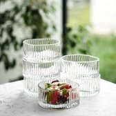 Geribbelde wave Glazen Schaaltjes - Set van 6 - Dessert Schaaltjes / Tapasschaaltjes - Wave Ribbelglas - Transparant