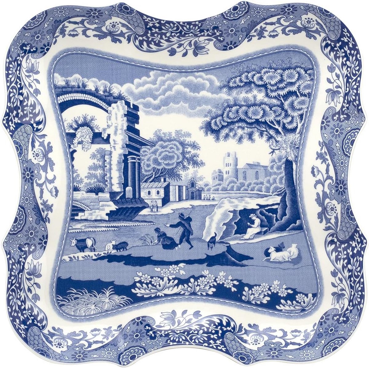 Serveerschaal - Dienblad - Eten Presenteren - Vaatwasmachinebestendig - 35 cm - Blauw Italiaans