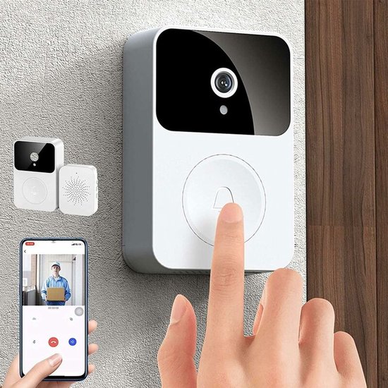 Draadloze deurbel – Slimme videodeurbel met intercomfunctie – Draadloze videodeurbel – HD-nachtzicht – Opladen via wifi – Beveiligingsdeurbel – Tweewegcommunicatie – Bediening via app – Betrouwbare huisbeveiliging