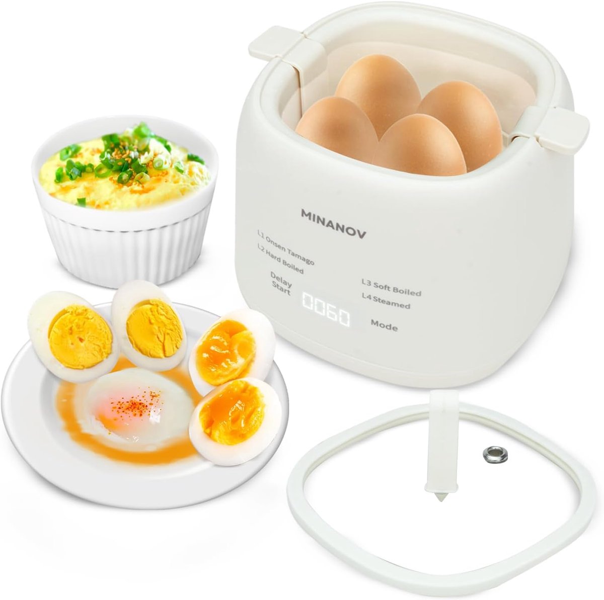 Ei Maker - Keukenapparaat - Snel Ontbijt - Compact Ontwerp - 24 cm - Wit