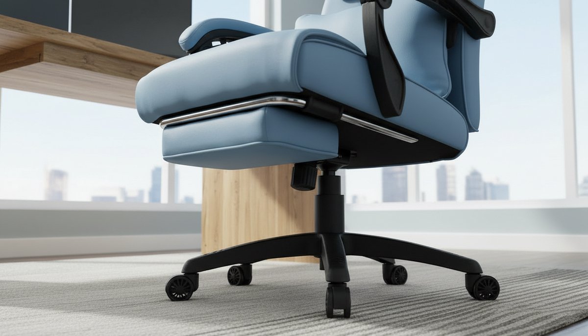 Ergonomische Directiestoel Casa Velluto Executive Comfort – Blauwe Bureaustoel met Hoofdsteun, Verstelbare Lendensteun, Voetsteun en Draaifunctie – Ergonomische Bureaustoel voor Thuis en Kantoor, 150 kg Belastbaar