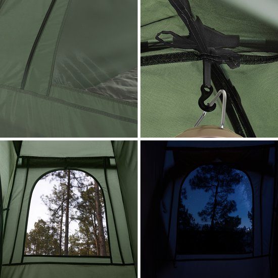 Bergson Kampeertent - Veldbed - 1-Persoons - 3-in-1 - Muggennet - Waterdicht 1500 mm - Tot 114 kg - 193x86 cm - Groen van Merkloos — afbeelding 5