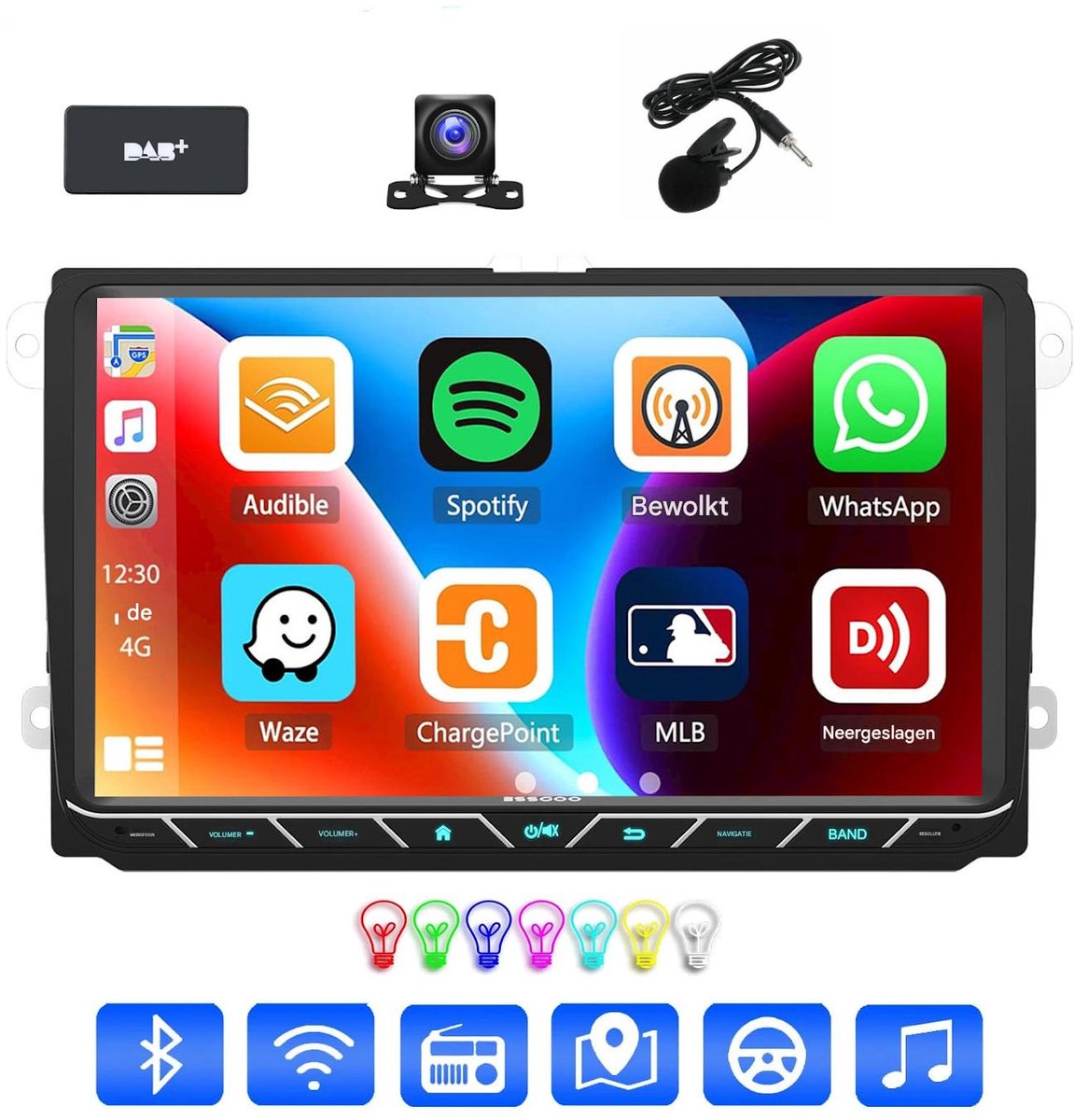 ESSGOO Autoradio geschikt voor Volkswagen VW GOLF 5 6 Passat Touran Tiguan EOS - Draadloos Apple CarPlay & Android Auto - 4GB + 64 GB - Android 15 - navigatiesysteem - Bluetooth & Wifi FM RDS USB - Achteruitrijcamera - Microfoon - DAB+