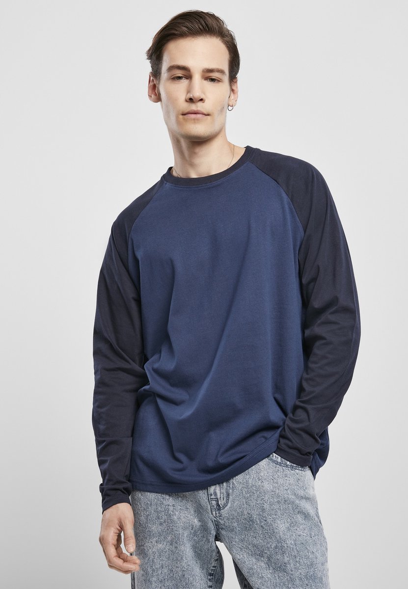 Urban Classics Raglan Contrast Longsleeve Heren Shirt met lange mouwen L Grijs