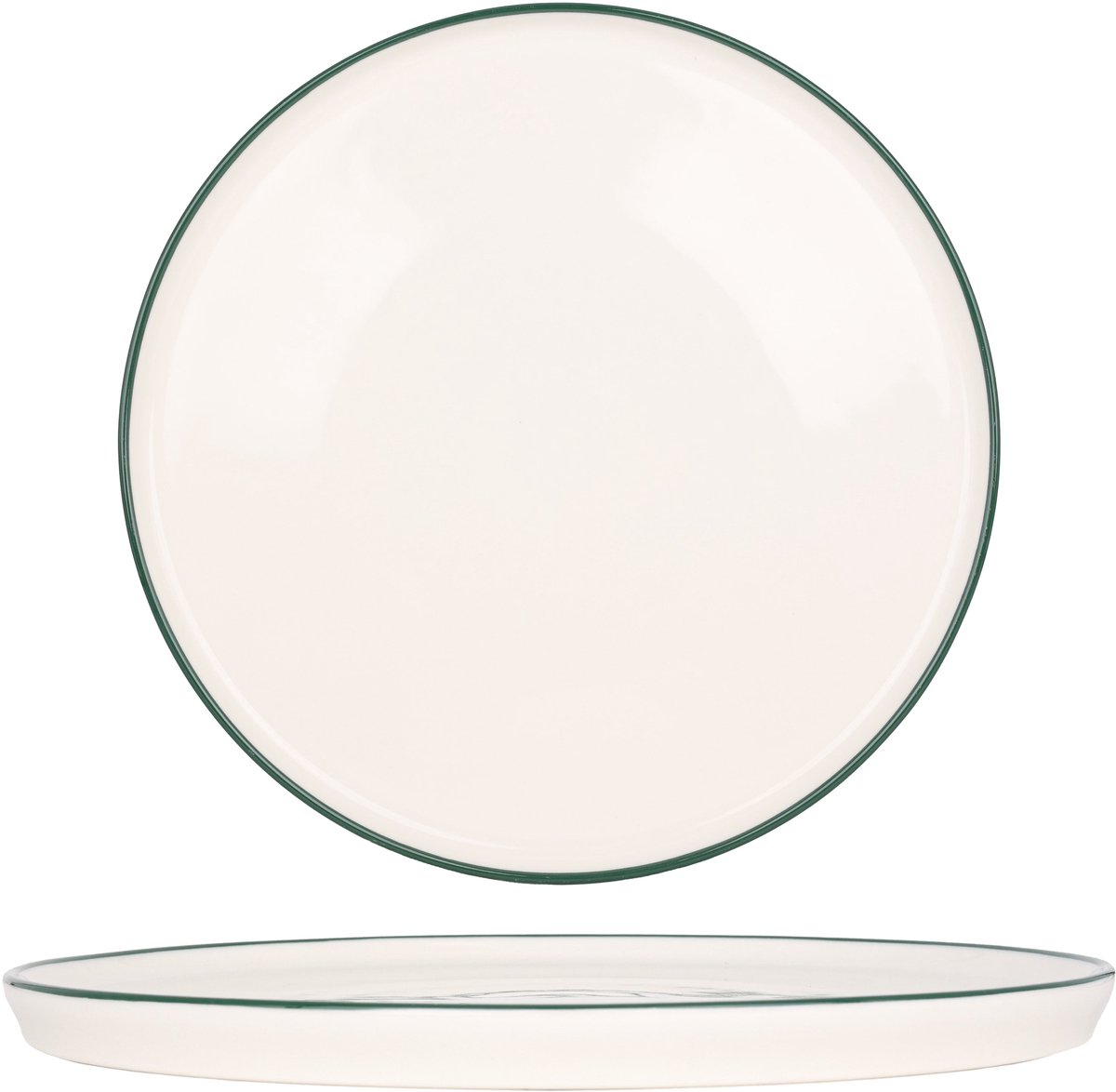 Rinart Dinerbord - Green Edge - Porselein - 26 cm - set van 6