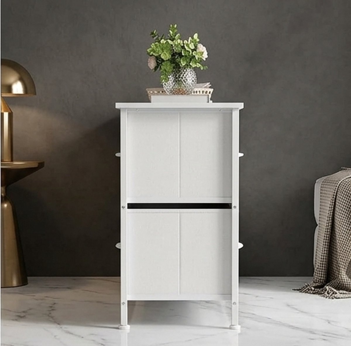 Moderne Stoffen Commode met 5 Laden – Ruimtebesparende Opbergkast voor Slaapkamer, Woonkamer, Hal of Kinderkamer – Dressoir Kastje Wit – Eenvoudige Montage Novihome