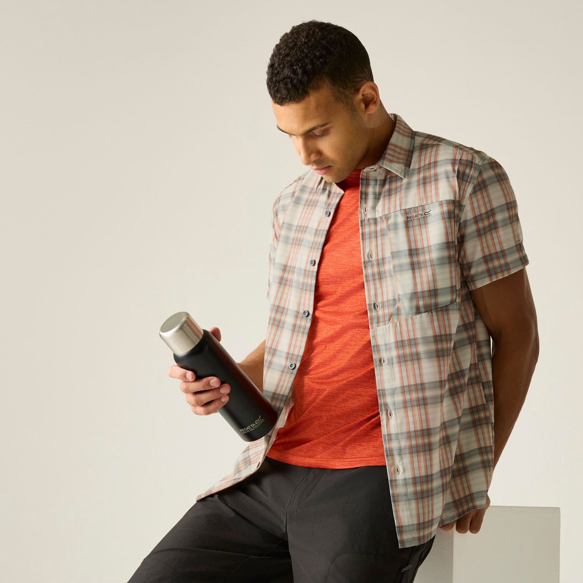 Heren anti-insect reisshirt met korte mouwen Beige