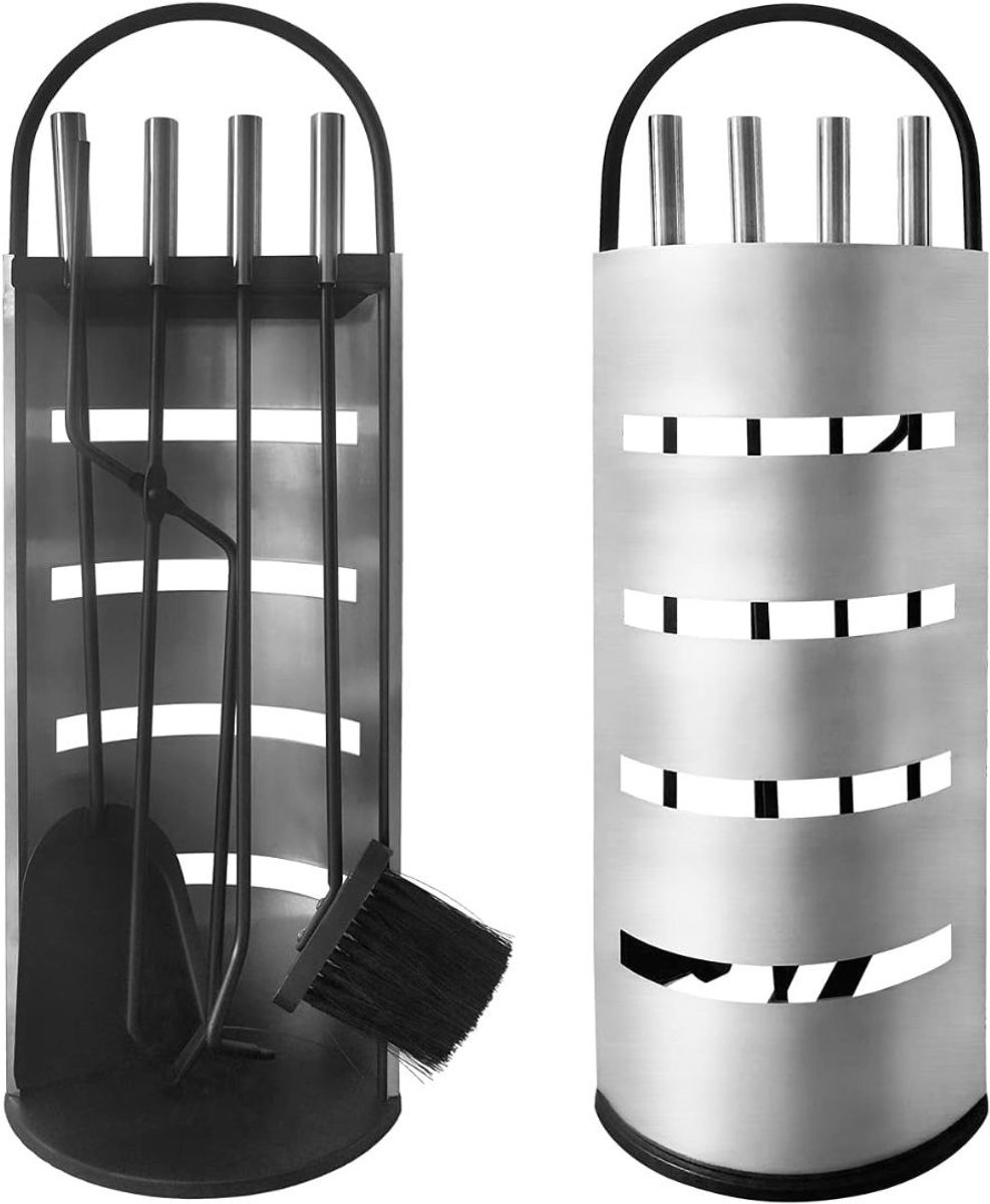 DnA® Openhaard Set - Haardset - Openhaard Gereedschap - Open Haard Set - Openhaard Tang - Zilver/Zwart - 23cm x 15cm x 67cm