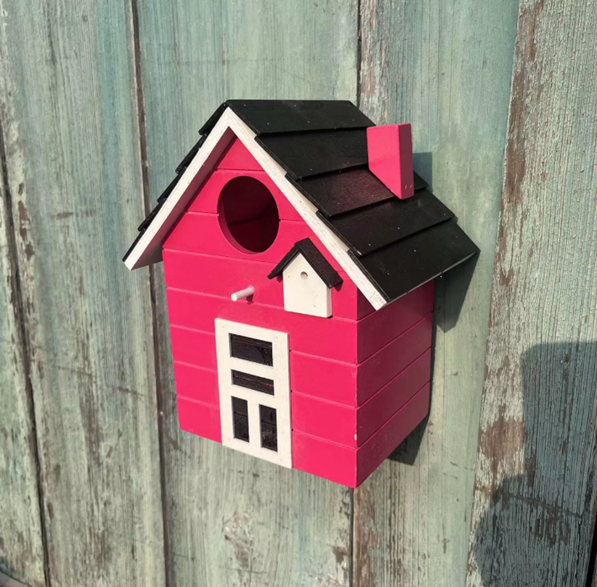 Bol.com Nestkast voor vogels - Geschikt Voor Mus, Koolmees, Pimpelmees - Hangen Of Staan - Hout - rose - 12x17x20 cm aanbieding