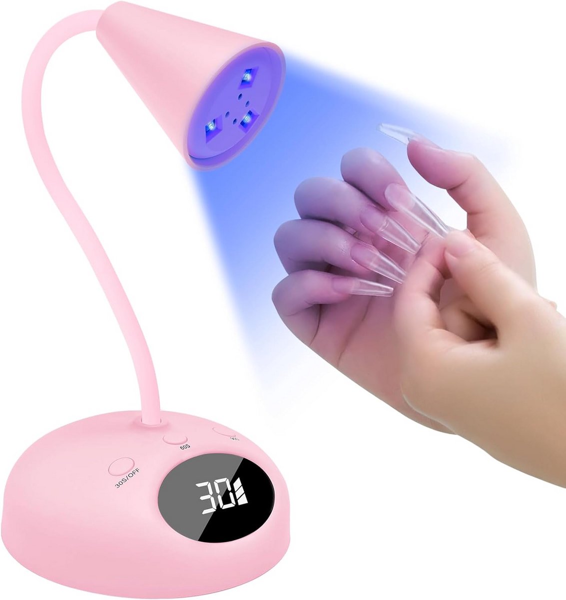 Mini UV Lamp - Nagel Uitharder - Gelnagels Thuis - Slimme Sensor Timer - 18W Dubbele Lichtbron - Roze