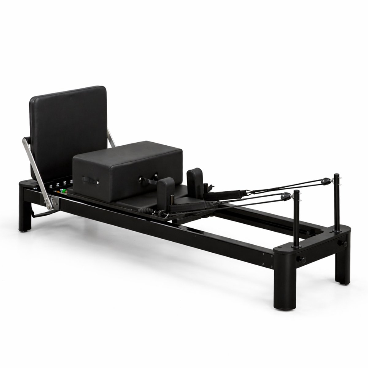 PH Fitness Professionele Pilates Reformer met Aluminium Frame, 6 Veren, Verstelbare Footbar & Box – Full Body Training voor Thuis en Studio - Zwart