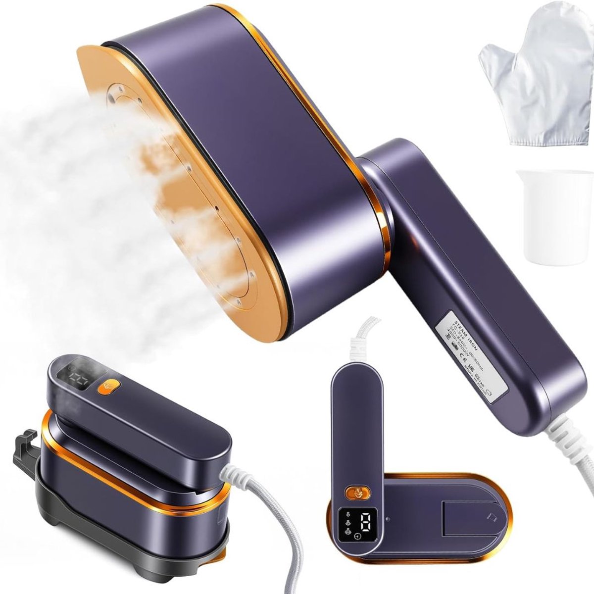 CLVP® Handstomer - Kledingstomer Draagbaar - Handstoomreiniger Kleding en Meubilair - Paars