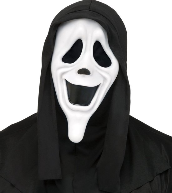 Scary Movie Masker - Smiley Ghost Face Mask - Uit de Film - Officieel - Gelicenseerd - Collectors Item - Scream - Ghostface - Halloween Kostuum (Alleen Masker)