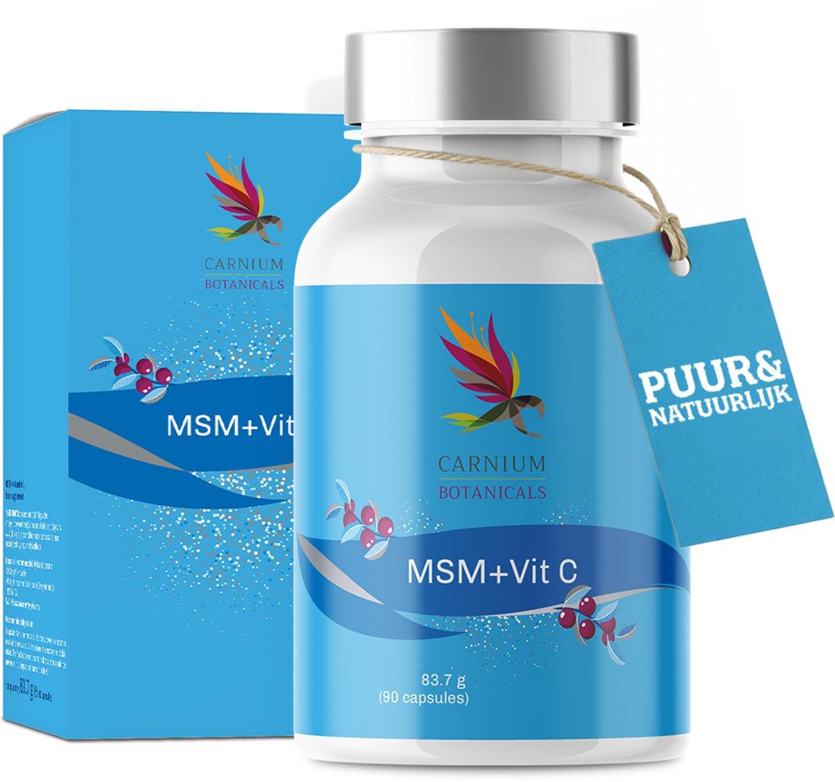 Carnium Botanicals MSM met Vitamine C Supplementen - Voor Gewrichten, Bindweefsel & Huid - 90 Capsules - 30 Dagen