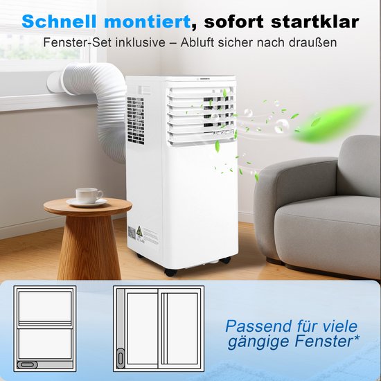 NETTLIFE Mobiele Airco 3-in-1 | 9000 BTU | Met Afvoerslang ...