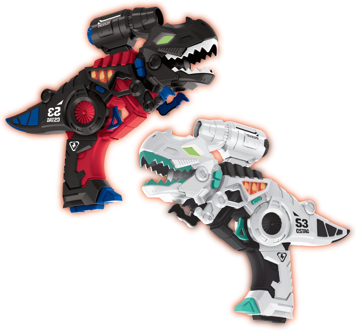Savorelle® Lasergame Set voor Kinderen - Dino - Dinosaurus - Volwassenen - 2 Spelers - Oplaadbaar Speelgoed Pistool - Laserguns - Lasershoot - 2 Laserguns - Binnen en Buiten - Groepsspel