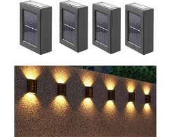 4 STUKS - Solar Tuinverlichting - Tuinverlichting op zonne-energie - Solar Wandlamp voor buiten - Boven en onder verlichting