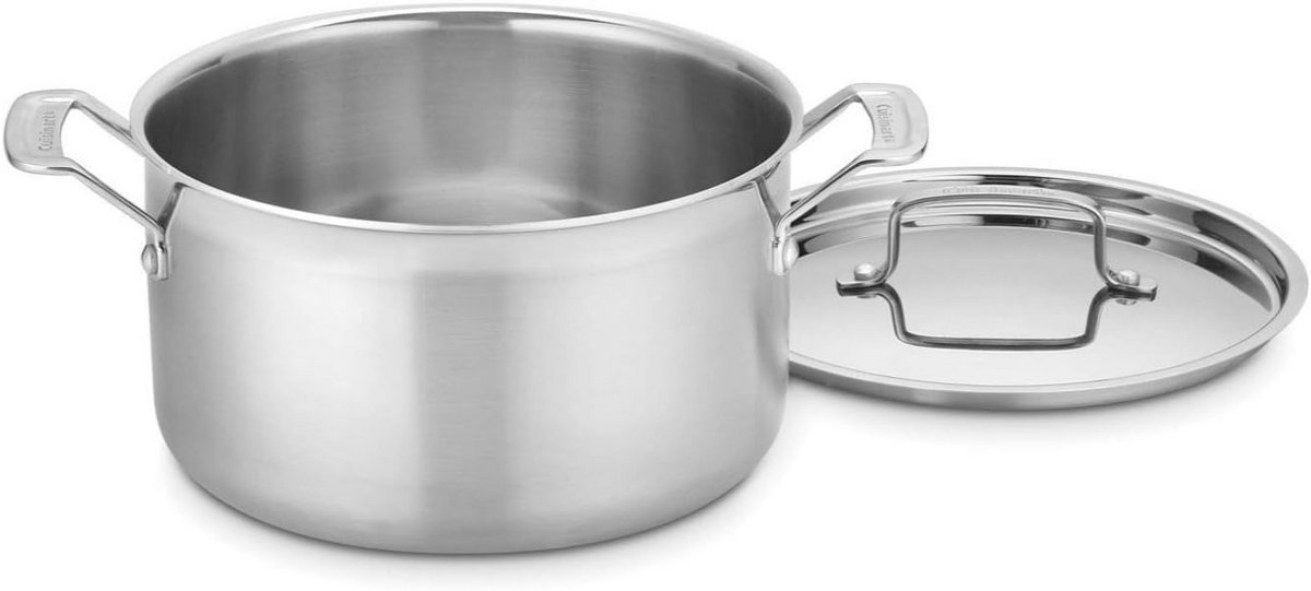 RVS Sauspan - Kookpan Met Deksel - Sausen Koken - Drielaagse Constructie - 6 Liter - Zilver
