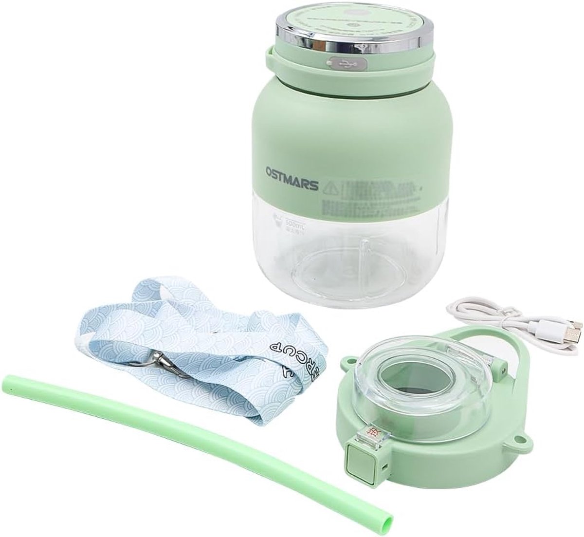 Elektrische Sapcentrifuge Draagbare Blender Verse Sappen Maken Oplaadbaar Met USB 800ml Capaciteit Groen