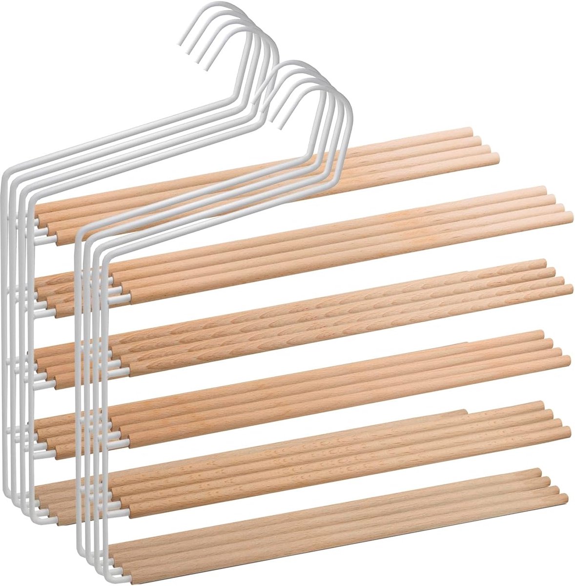 Broekhanger Metaal - Kleding Organizer - Garderobe Opbergen - 5 Niveaus - 39x36cm - Wit