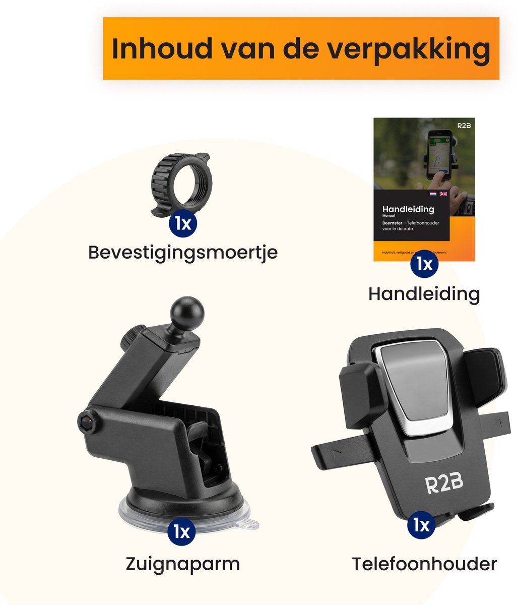 R2B Telefoonhouders Auto - Zuignap voor Raam/Dashboard - GSM Houder Auto - Autohouder - Telefoonhouder Auto - Mobiel Houder Auto - Telefoon Houder - Auto Telefoonhouder - Phone Holder Car – foto 7