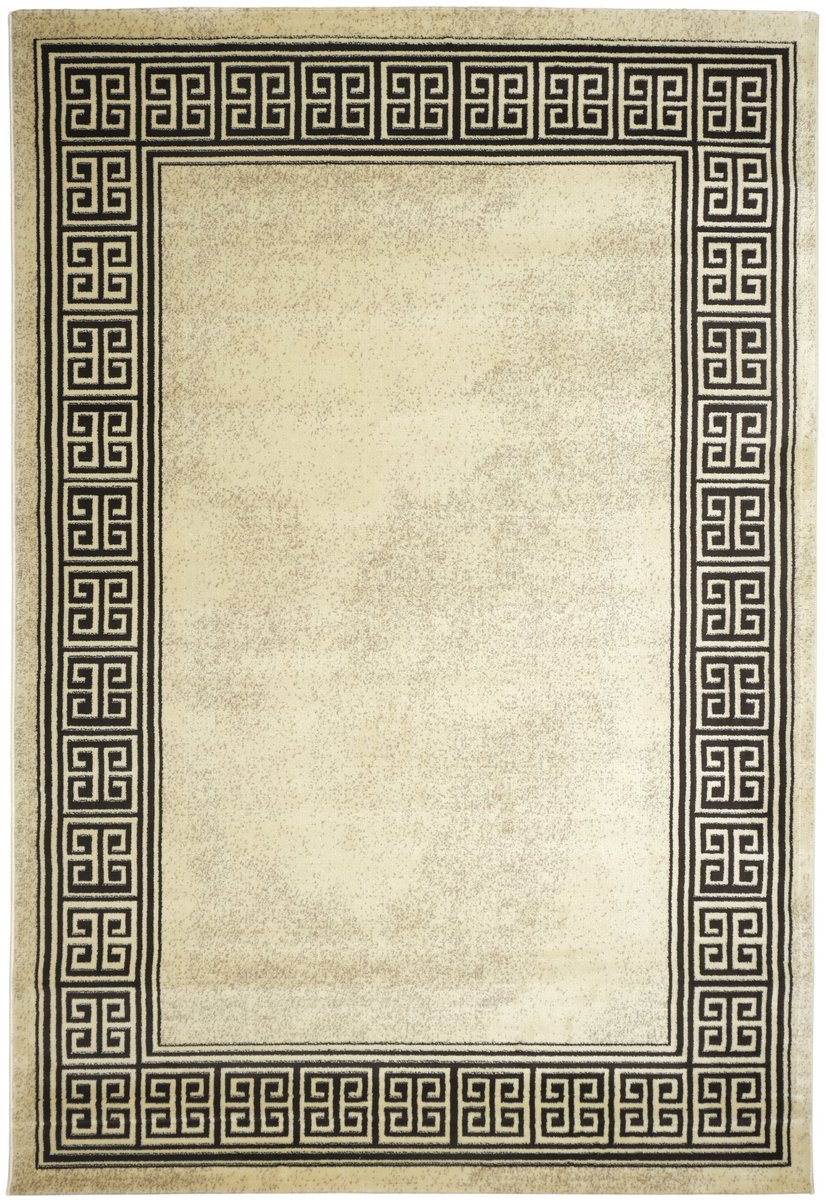 Blanca Vloerkleed – Laagpolig vloerkleed met Griekse rand – Creme/Zwart – 160x230 cm