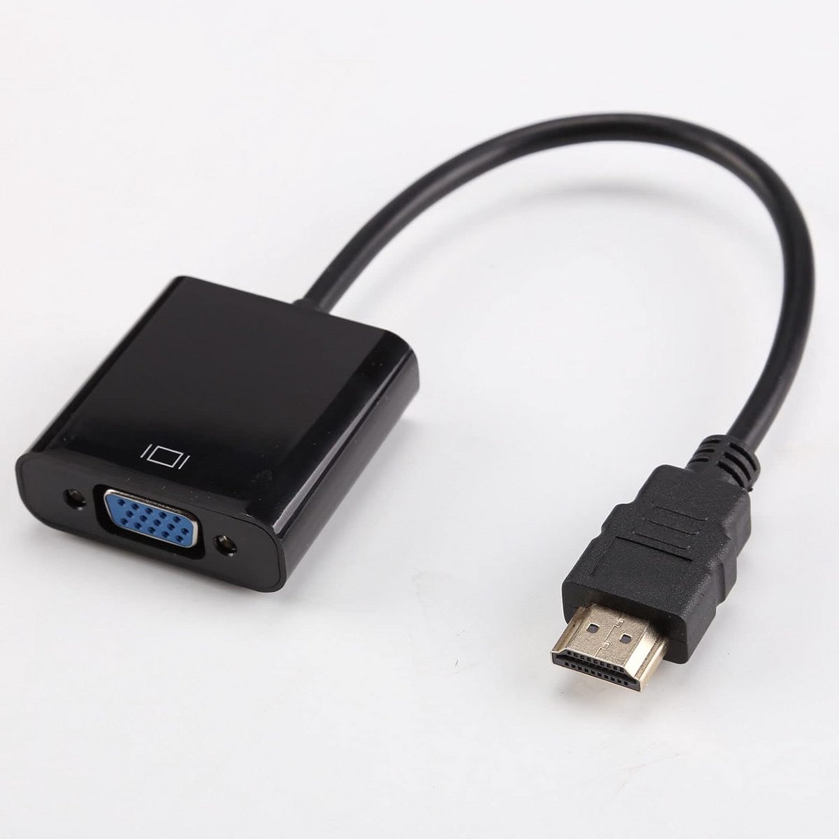 HDMI naar VGA adapter - Converter kabel - Oude schermen aansluiten - Met audiokabel - 22 cm kabel - Zwart