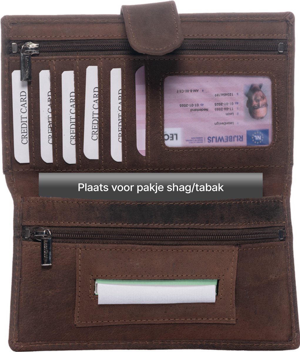 LeonDesign - Leren Shag Etui - Donkerbruin Hunter Leer - Tabak Etui - Bruin - Voor mannen en vrouwen - Handgemaakt