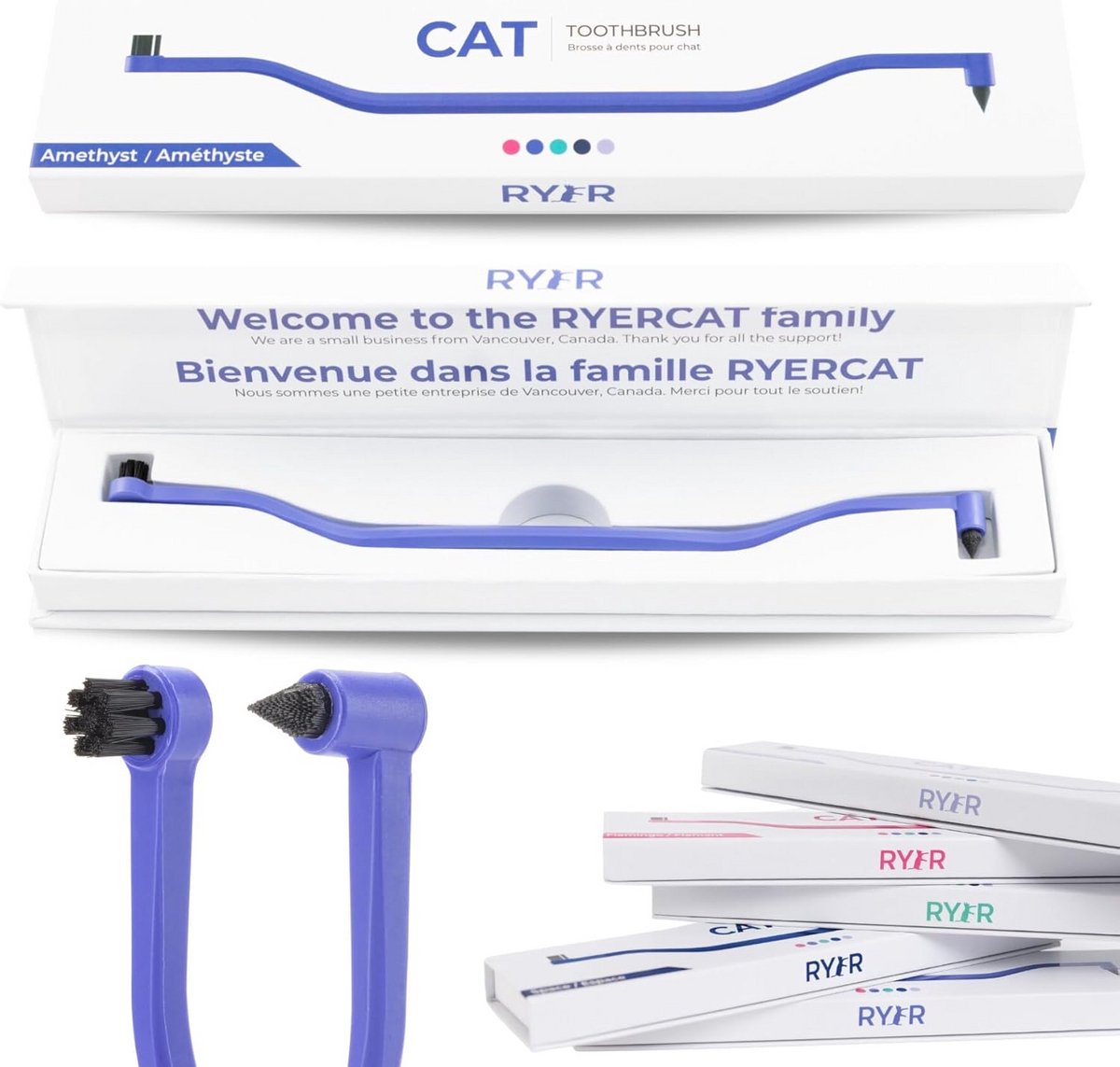 Dubbelzijdige Tandenborstel - Katten Mondverzorging - Dagelijkse Gebitsreiniging - Microkop Ontwerp - 18 Gram - Diverse Kleuren