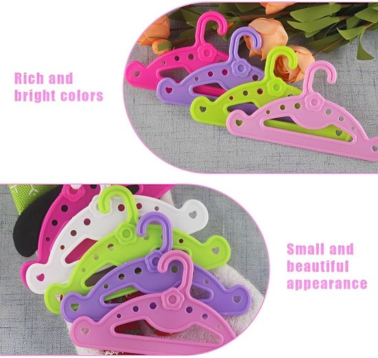 Mini Kleerhangers - Poppen Accessoires - Poppen Garderobe - Duurzaam Kunststof - 20 Stuks - Meerkleurig van Merkloos — afbeelding 3