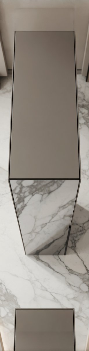 Elegante Moderne Opbergkast Inova met Spiegel en Planken – Kledingkast voor Slaapkamer en Woonkamer – Kasjmier Kleur met Zwarte Handgrepen – 236,7 x 50 x 47 cm - House&Garden