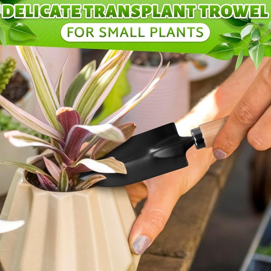 Dailygoods- Mini-Tuingereedschapset 3-delig - Hark - Kleine Schep - Grote Schep - Tuingereedschap - Hoogwaardig Hout/Roestvrij Staal van Dailygoods — afbeelding 3